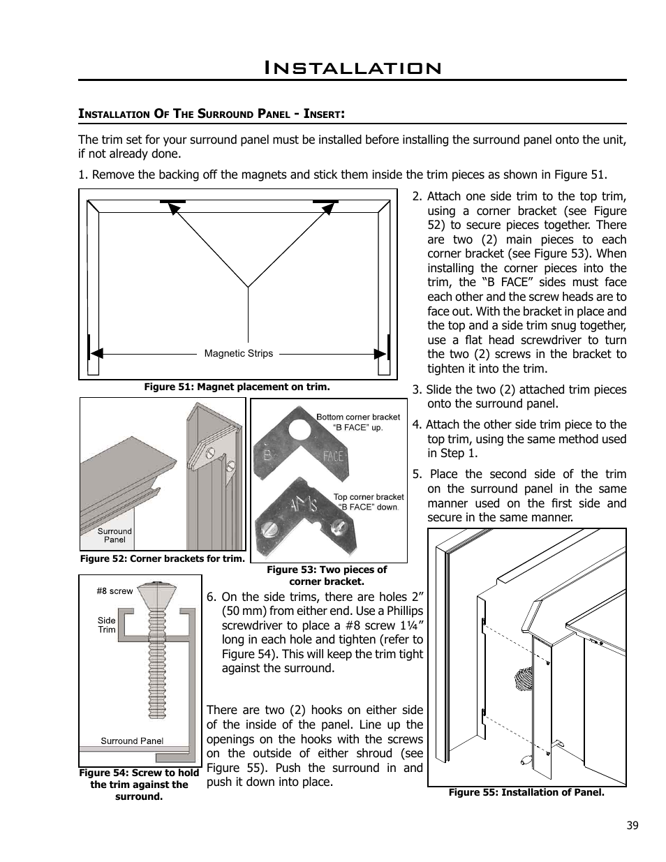 Installation of the surround panel - insert, Installation | Enviro KODIAK 1200 User Manual | Page 39 / 48