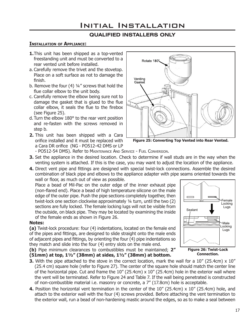 Installation of appliance, Initial installation | Enviro C-11366 User Manual | Page 17 / 35