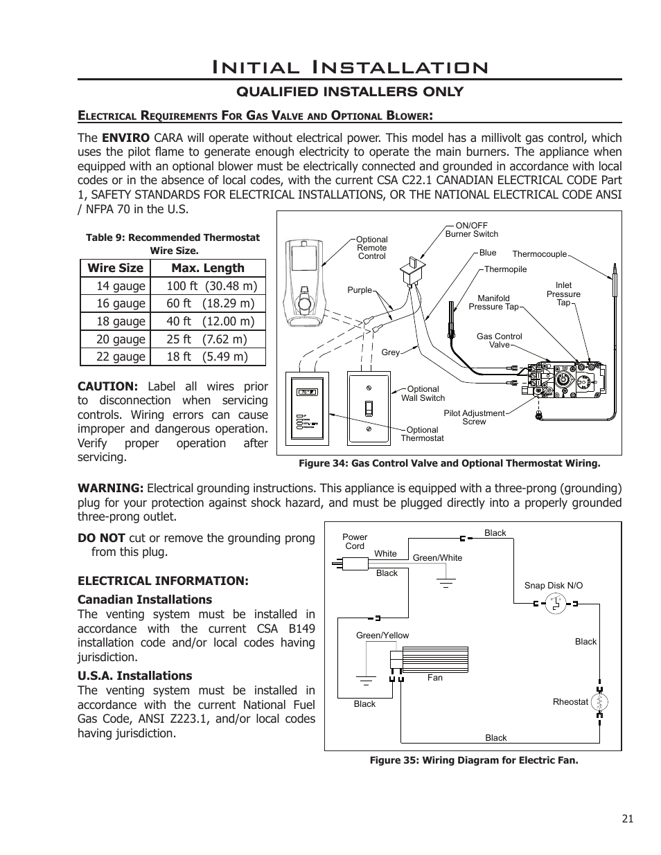 Initial installation, Qualified installers only e | Enviro C-11366 User Manual | Page 21 / 35