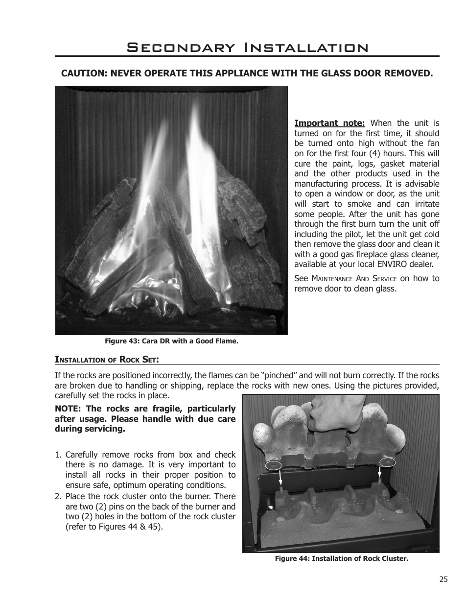 Installation of rock set, Secondary installation | Enviro C-11366 User Manual | Page 25 / 35