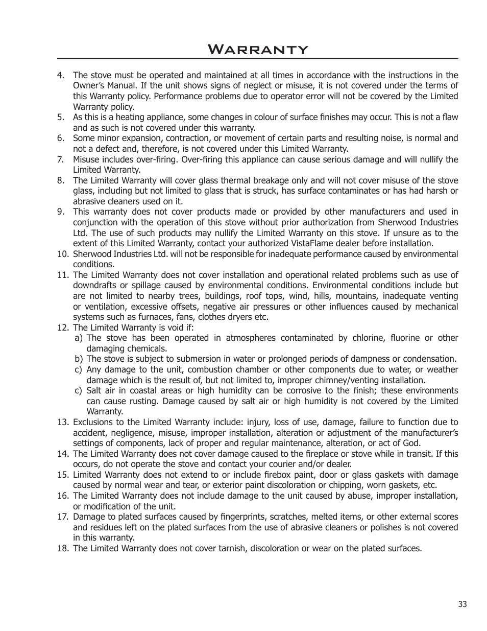 Warranty | Enviro C-11366 User Manual | Page 33 / 35