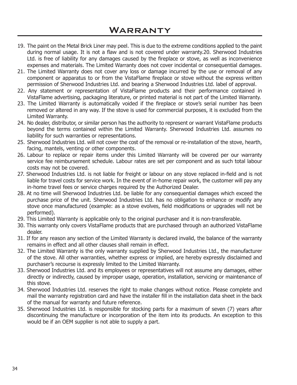 Warranty | Enviro C-11366 User Manual | Page 34 / 35