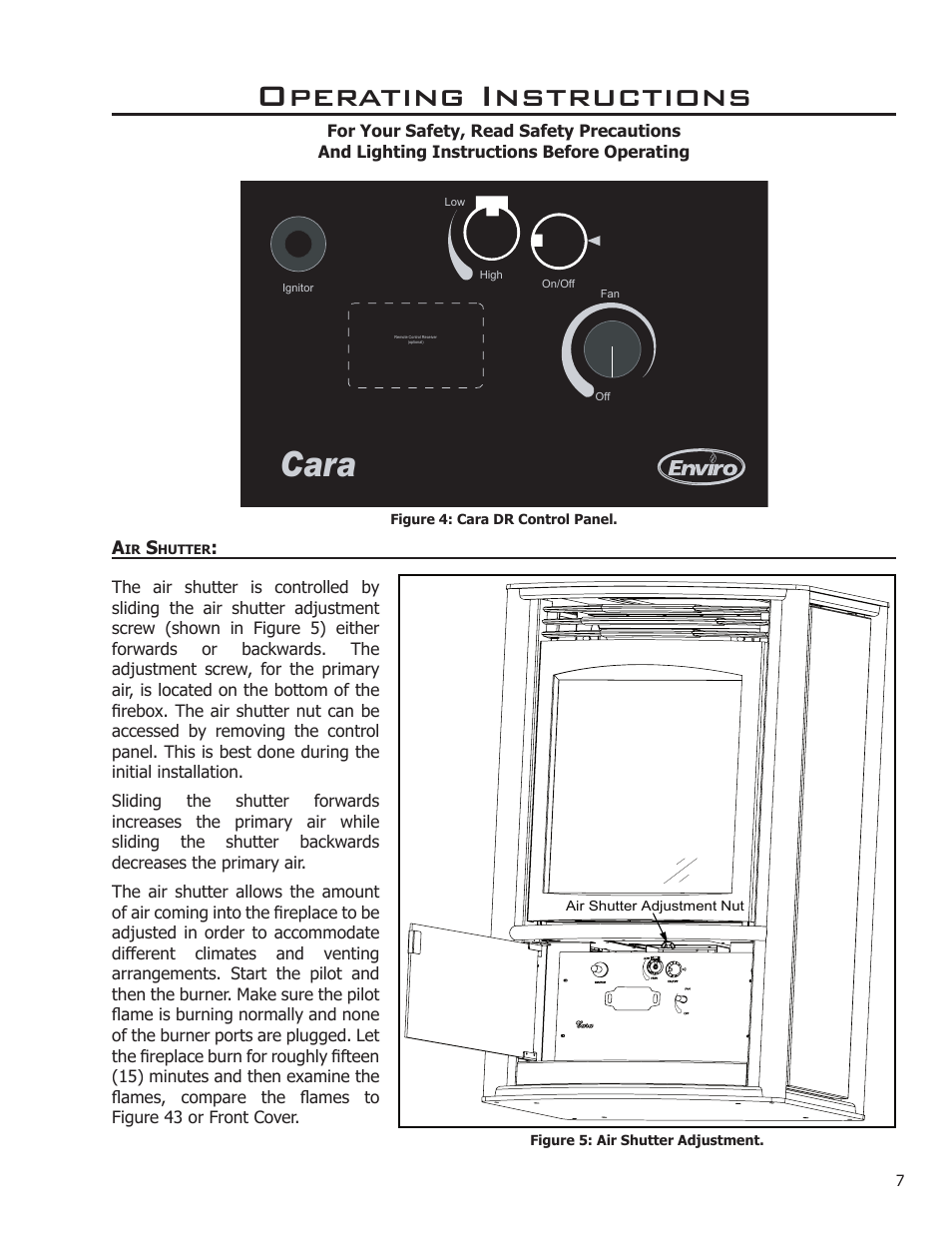 Air shutter, Operating instructions, Cara | Enviro C-11366 User Manual | Page 7 / 35