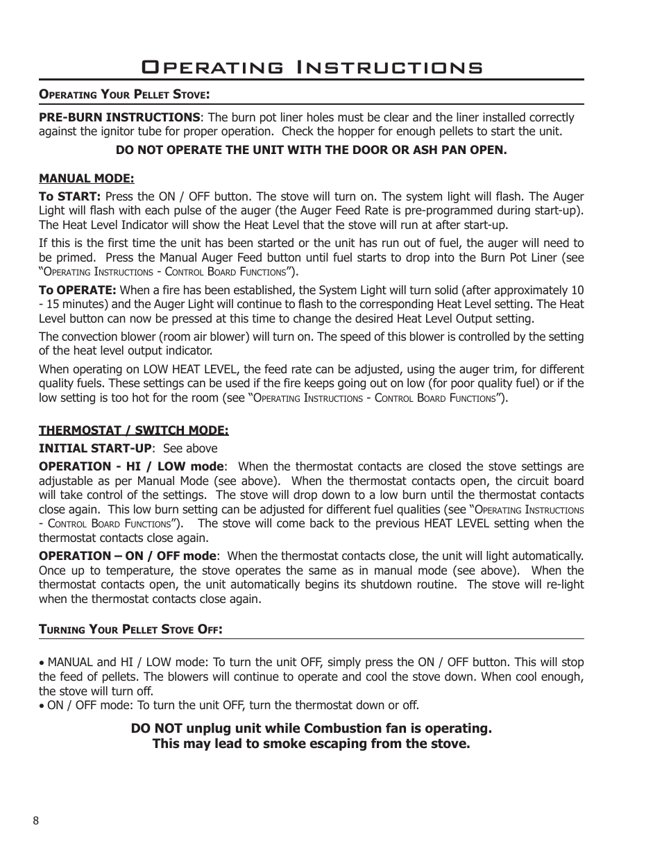 Operating instructions | Enviro Empress User Manual | Page 8 / 13