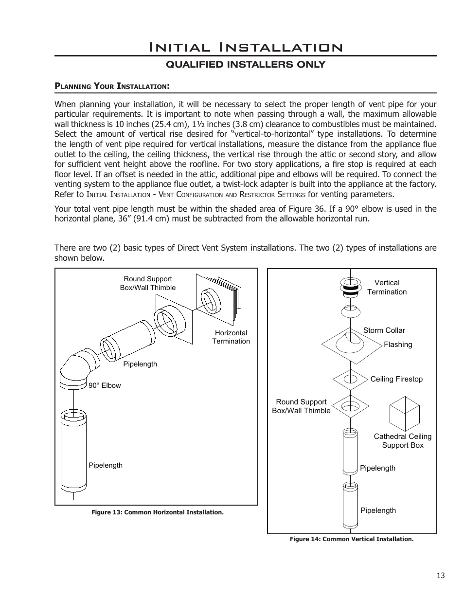 Planning your installation, Initial installation | Enviro ASCOT VENTED GAS FIREPLACE HEATER User Manual | Page 13 / 42