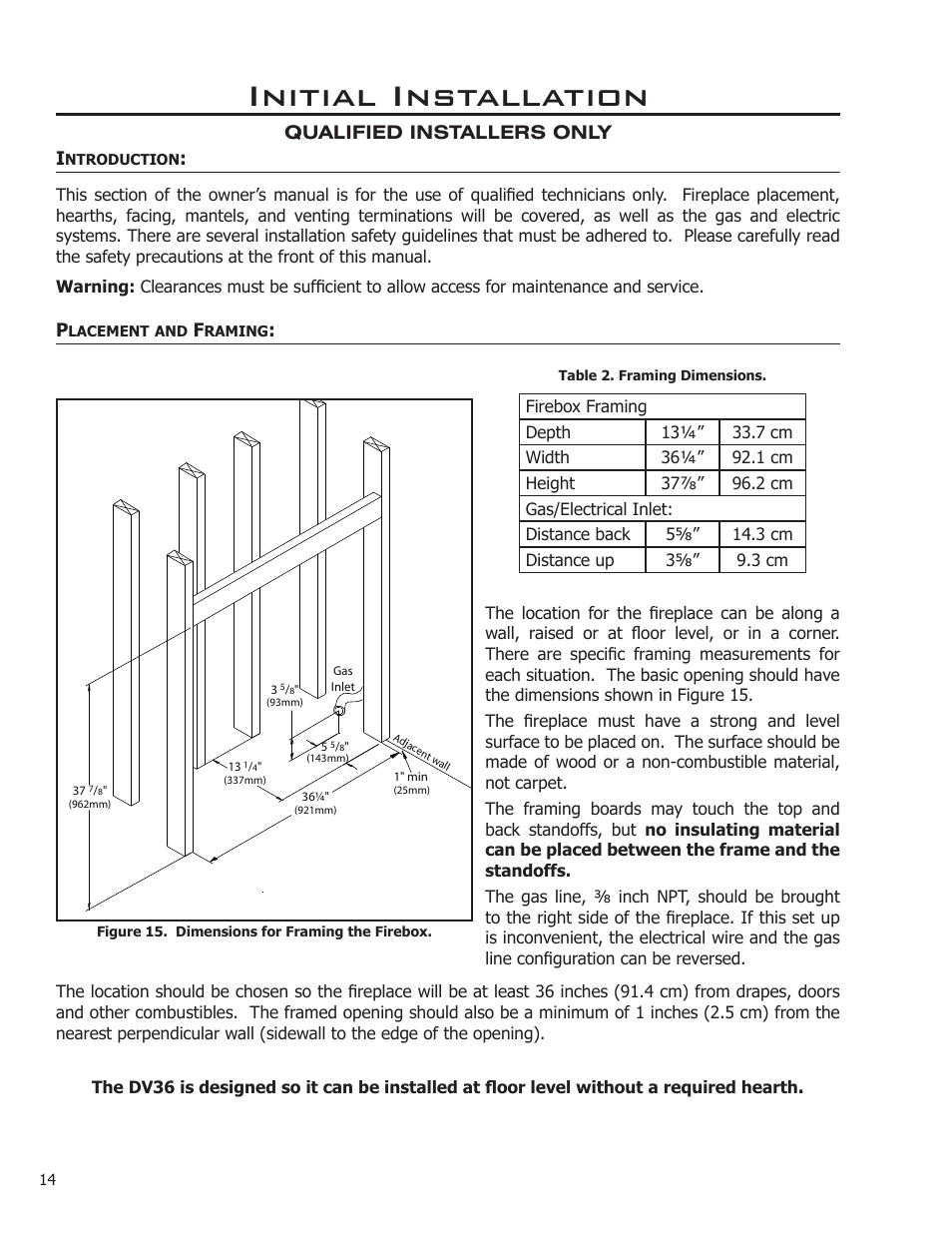 Initial installation, Introduction, Placement and framing | Enviro C-11275 User Manual | Page 14 / 42