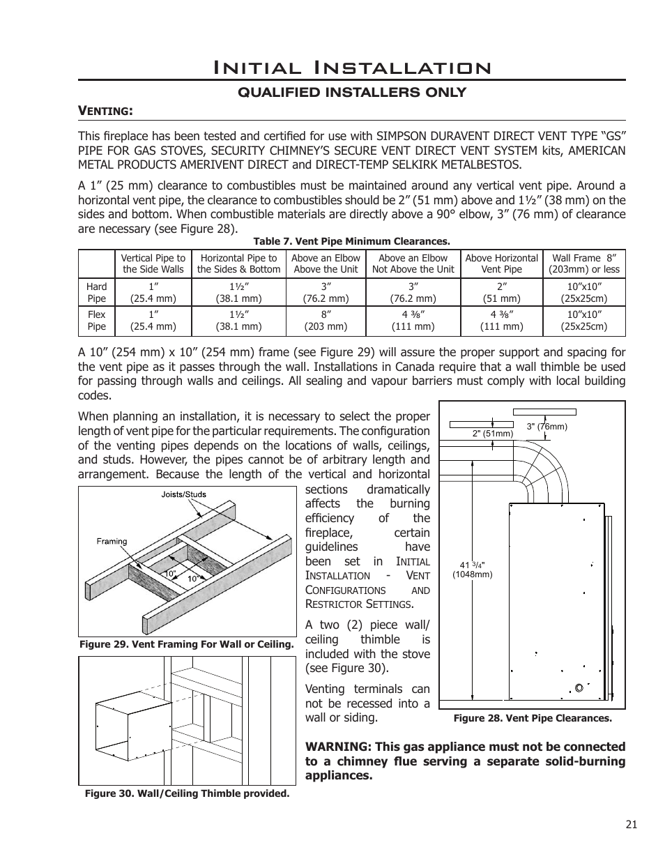 Venting, Initial installation | Enviro C-11275 User Manual | Page 21 / 42