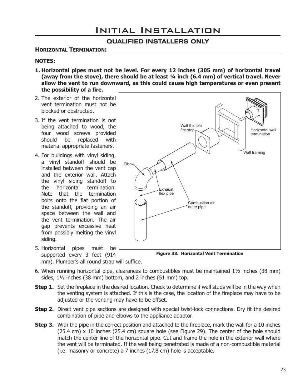 Horizontal termination, Initial installation | Enviro C-11275 User Manual | Page 23 / 42