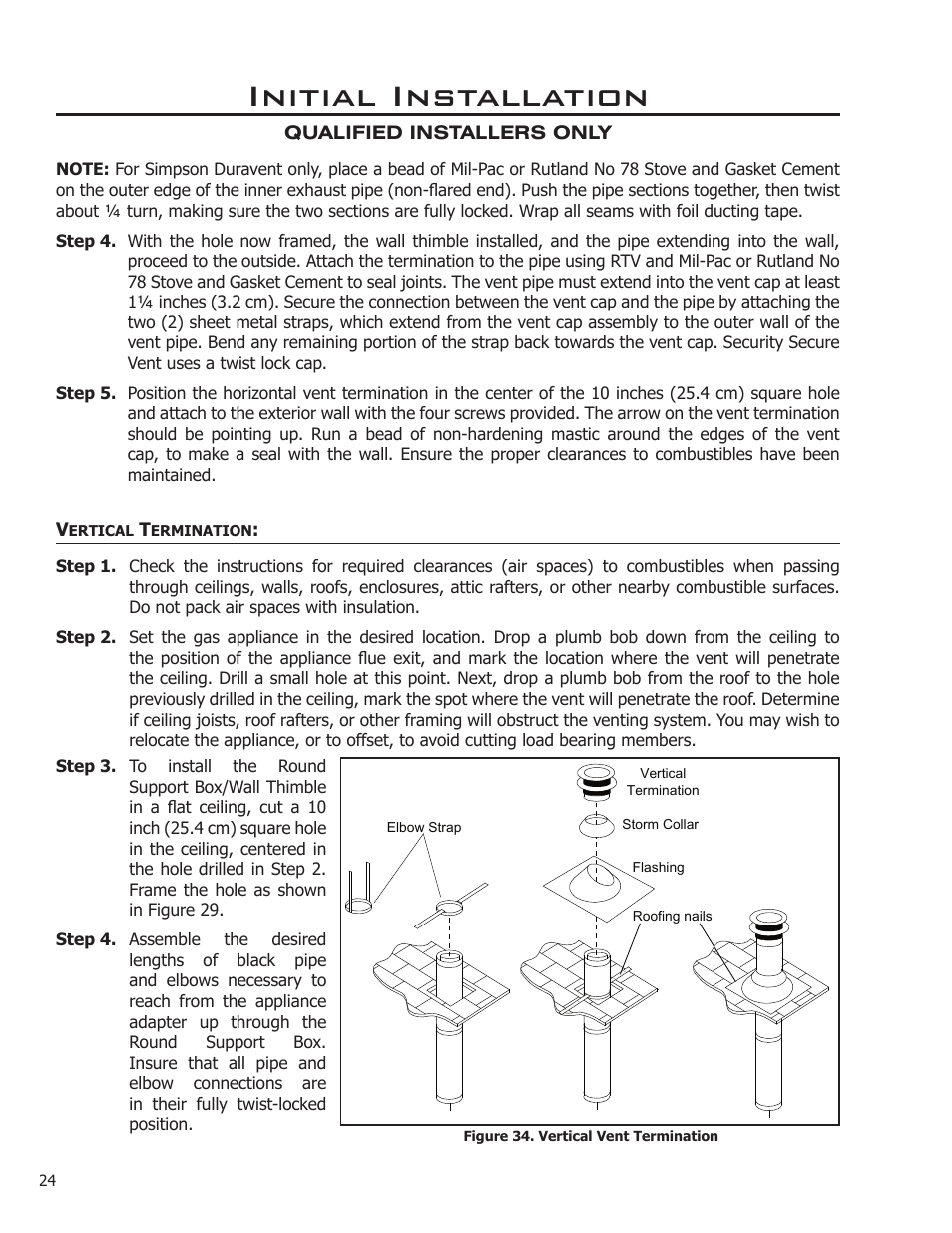 Vertical termination, Initial installation | Enviro C-11275 User Manual | Page 24 / 42