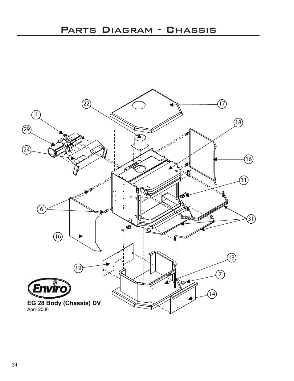 Parts diagram - chassis | Enviro EG28-120 User Manual | Page 34 / 39