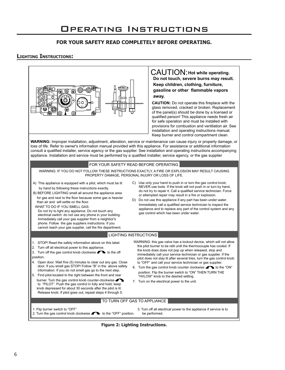 Operating instructions, Caution, Attention | For your safety read completely before operating, Figure 2: lighting instructions | Enviro EG28-120 User Manual | Page 6 / 39