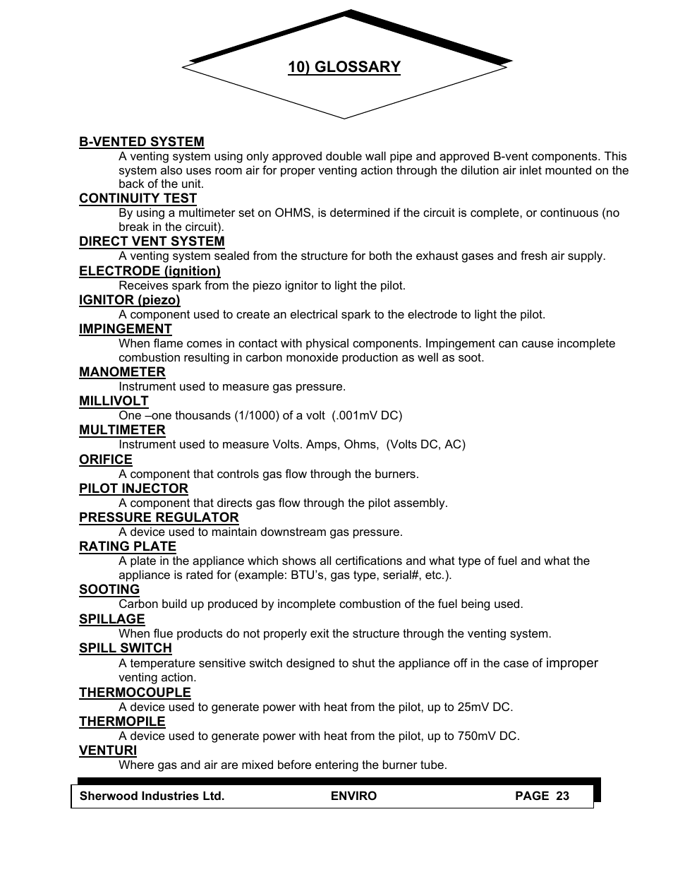 10) glossary | Enviro C-10100 User Manual | Page 25 / 25