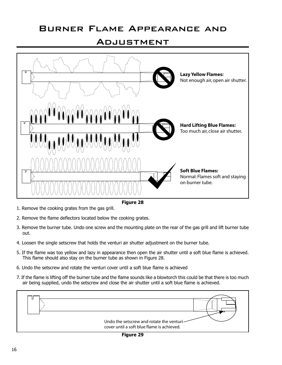 Burner flame appearance and adjustment | Enviro Bistro 4500 C-10124 User Manual | Page 16 / 30