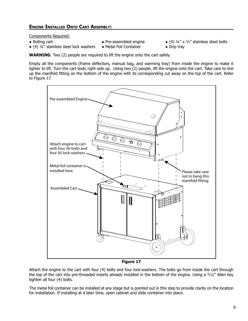 Engine installed onto cart assembly | Enviro Bistro 4500 C-10124 User Manual | Page 9 / 30