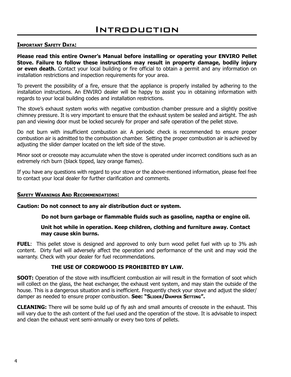 Important safety data, Safety warnings and recommendations, Introduction | Enviro BERN C-10629 User Manual | Page 4 / 14