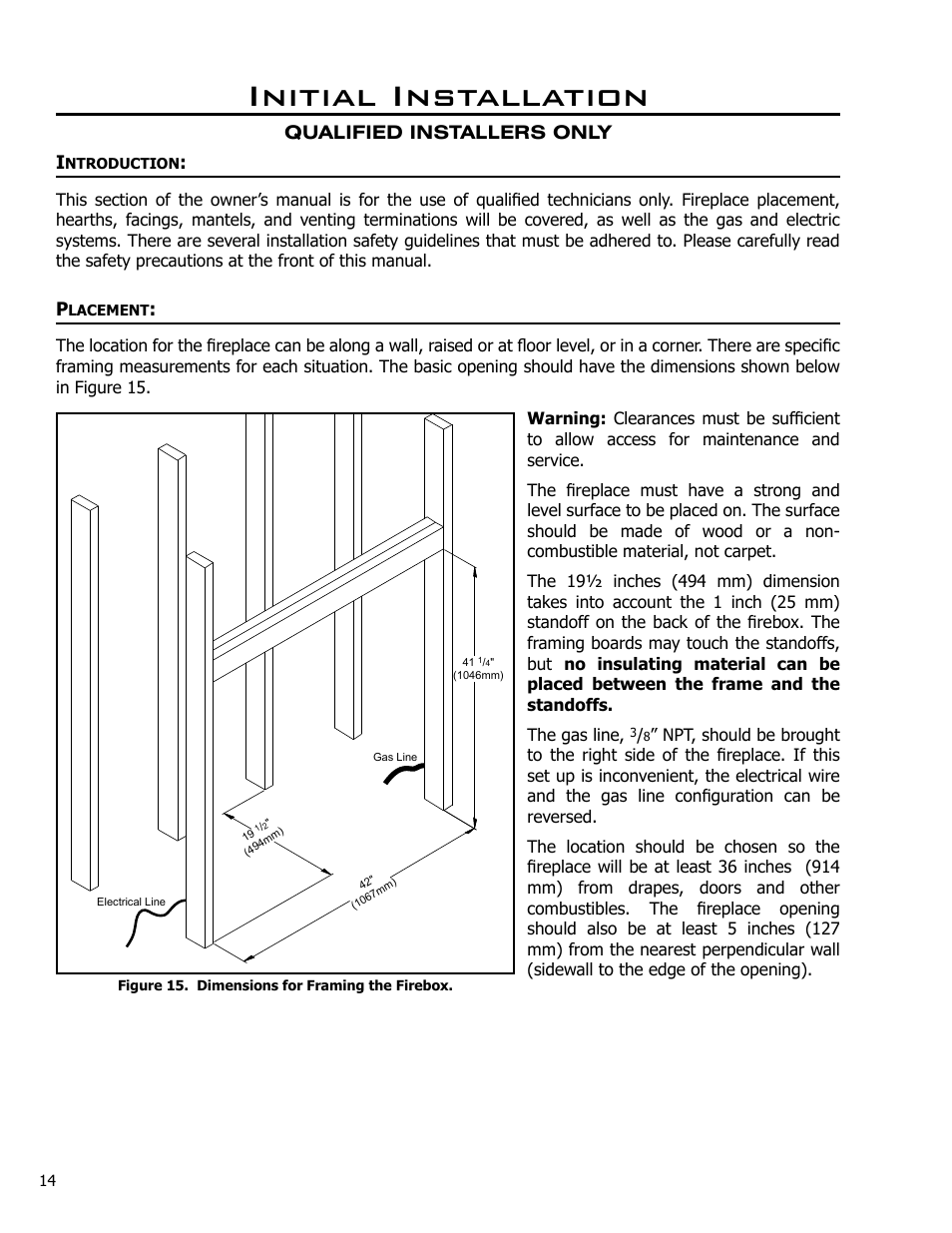 Initial installation | Enviro DV42DX User Manual | Page 14 / 42