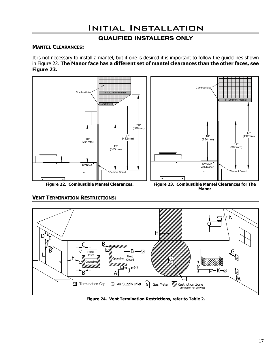 Initial installation, Qualified installers only m | Enviro DV42DX User Manual | Page 17 / 42