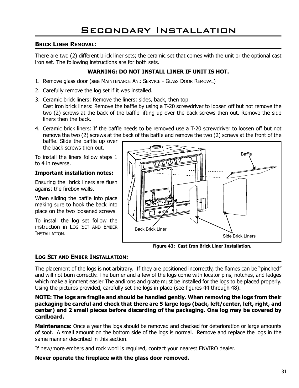 Secondary installation | Enviro DV42DX User Manual | Page 31 / 42
