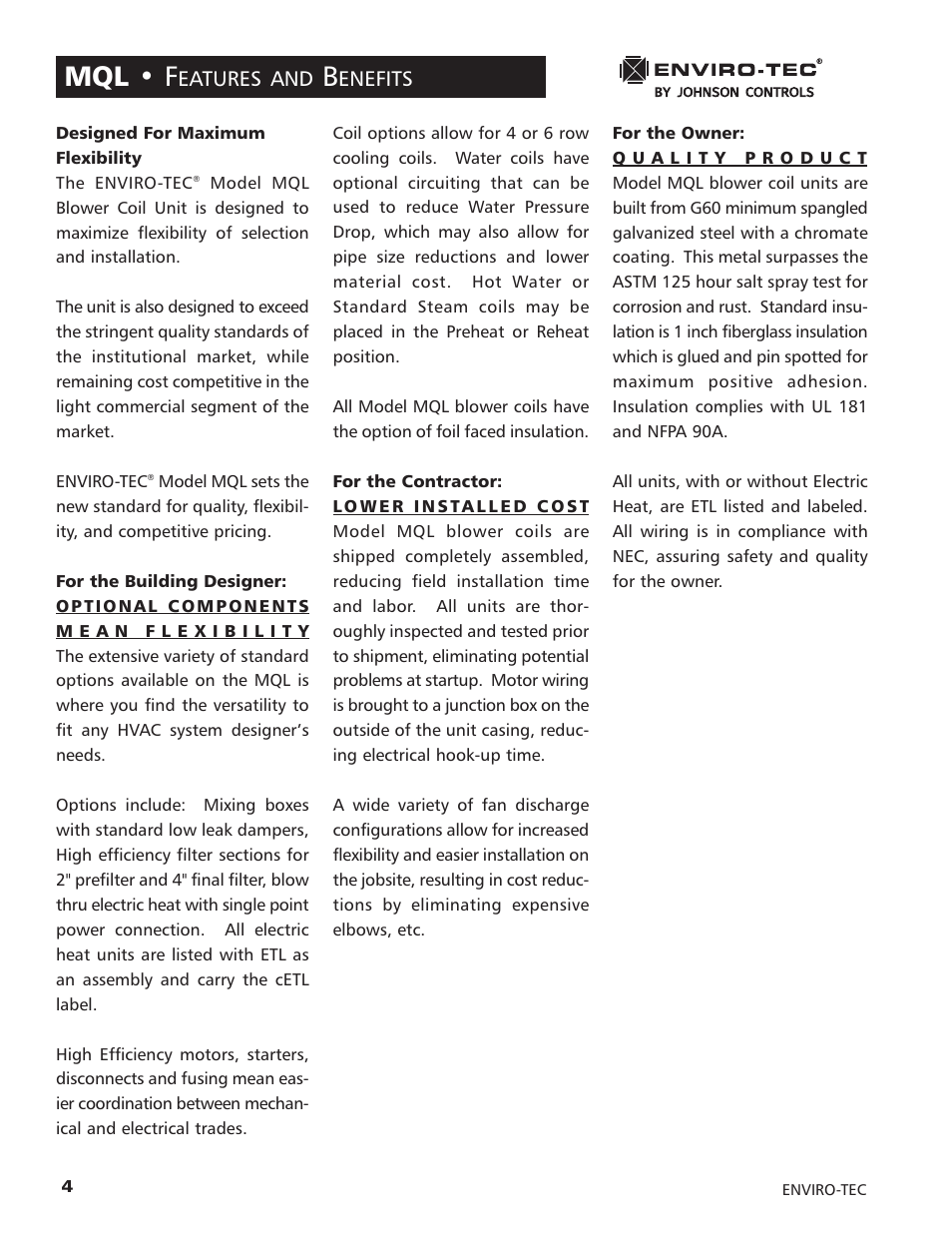 Mql • f, Eatures and, Enefits | Enviro LCD MONITOR 170S5FG User Manual | Page 4 / 30