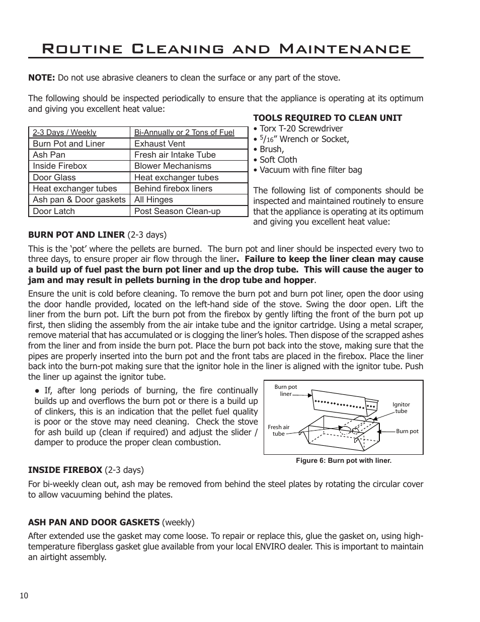Routine cleaning and maintenance | Enviro EP3 User Manual | Page 10 / 14