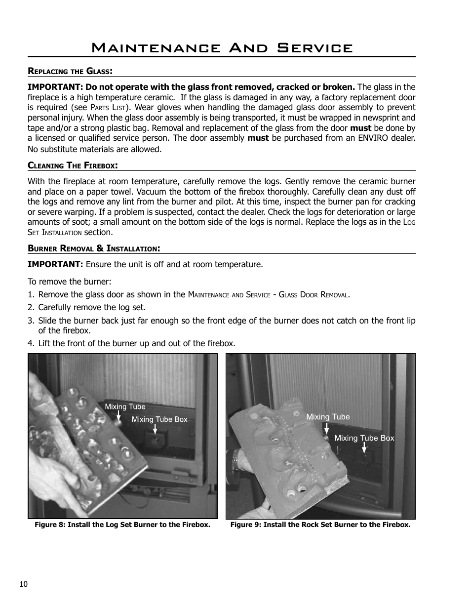 Maintenance and service | Enviro Cara User Manual | Page 10 / 46