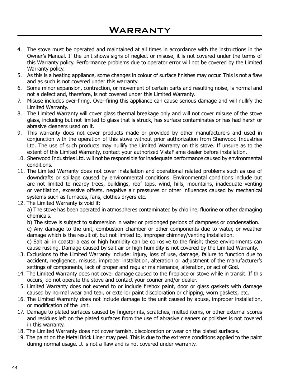 Warranty | Enviro Cara User Manual | Page 44 / 46