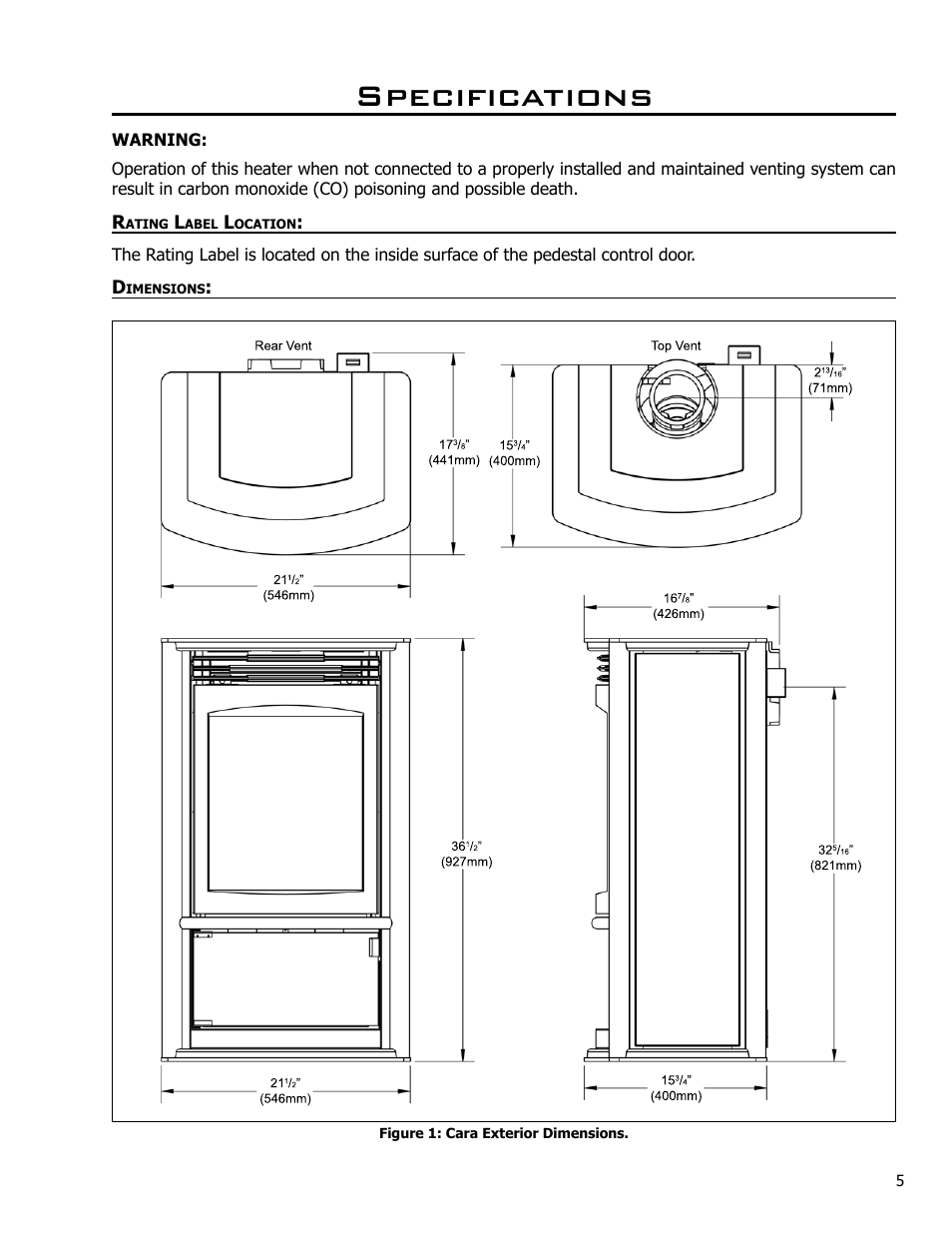 Specifications | Enviro Cara User Manual | Page 5 / 46