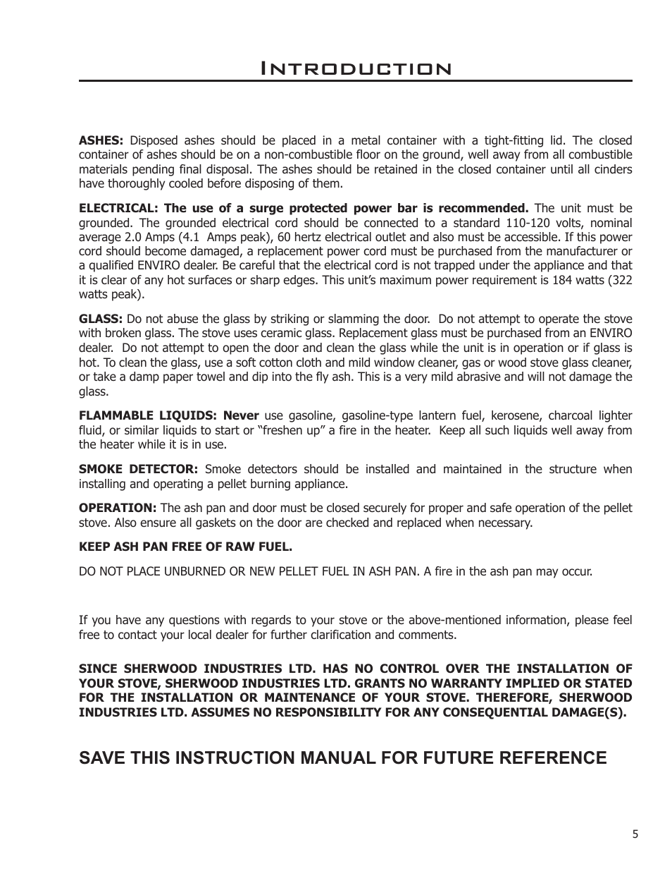 Introduction, Save this instruction manual for future reference | Enviro 50-1220 User Manual | Page 5 / 14