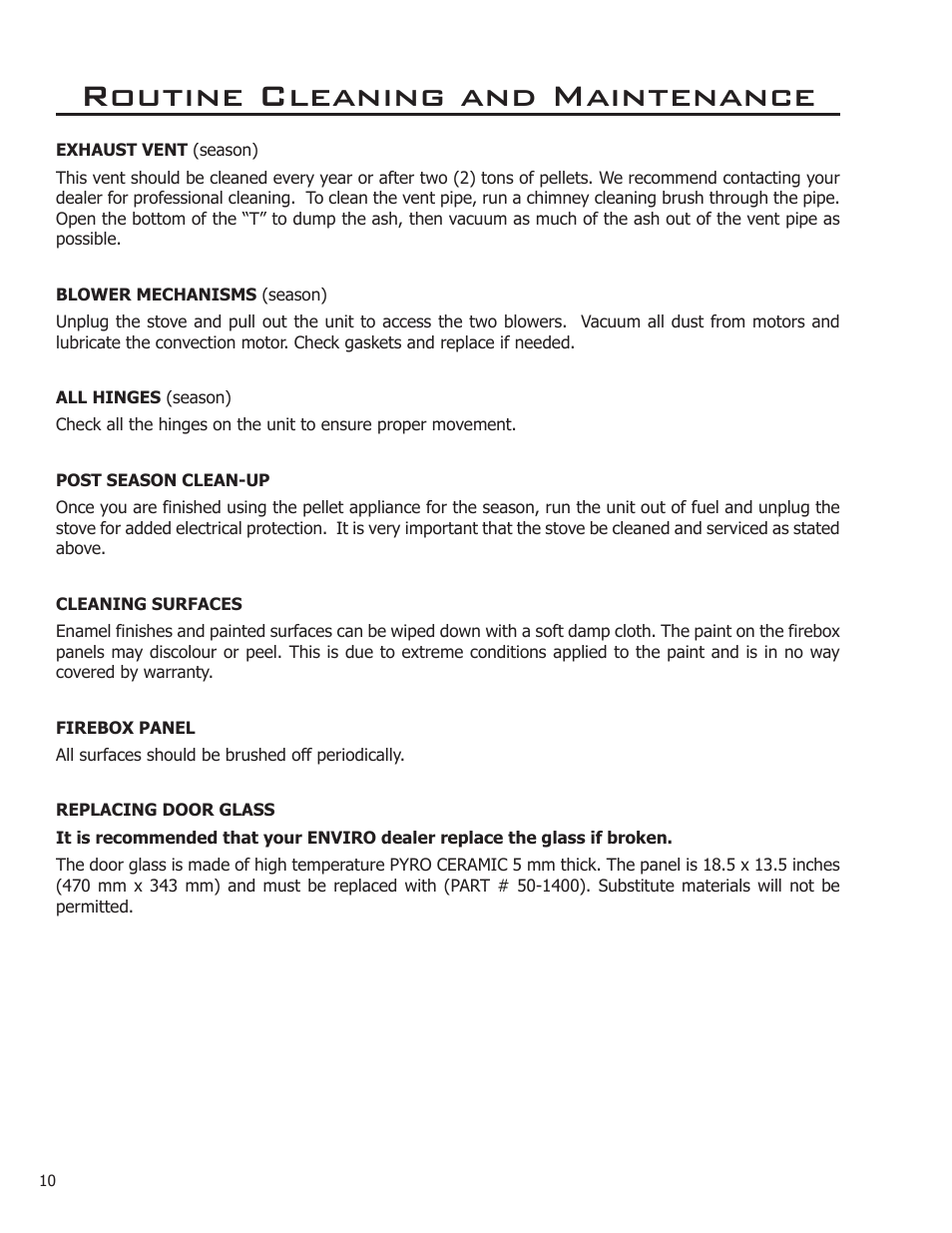 Routine cleaning and maintenance | Enviro C-10969 User Manual | Page 10 / 12