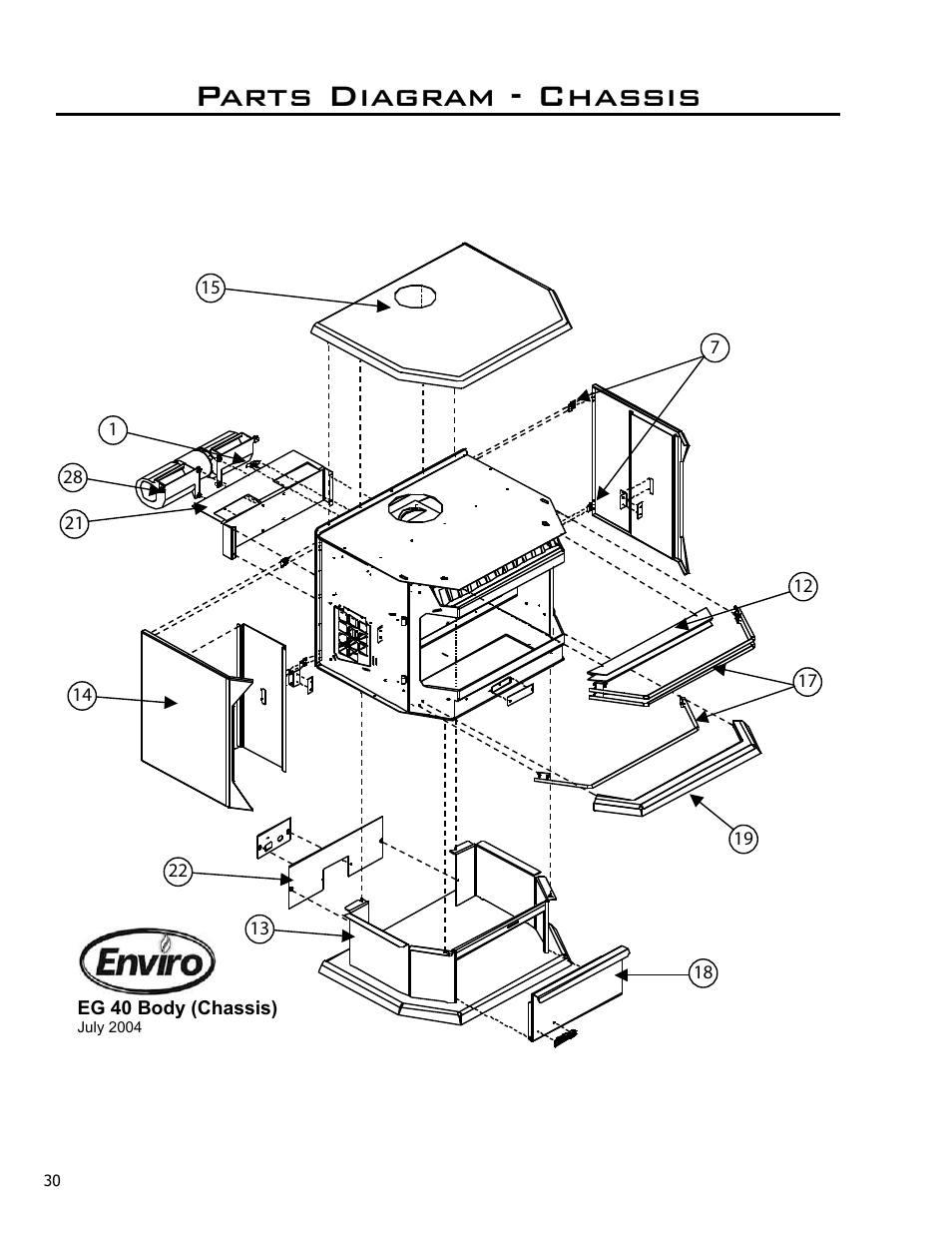 Parts diagram - chassis | Enviro C-10365 User Manual | Page 30 / 33