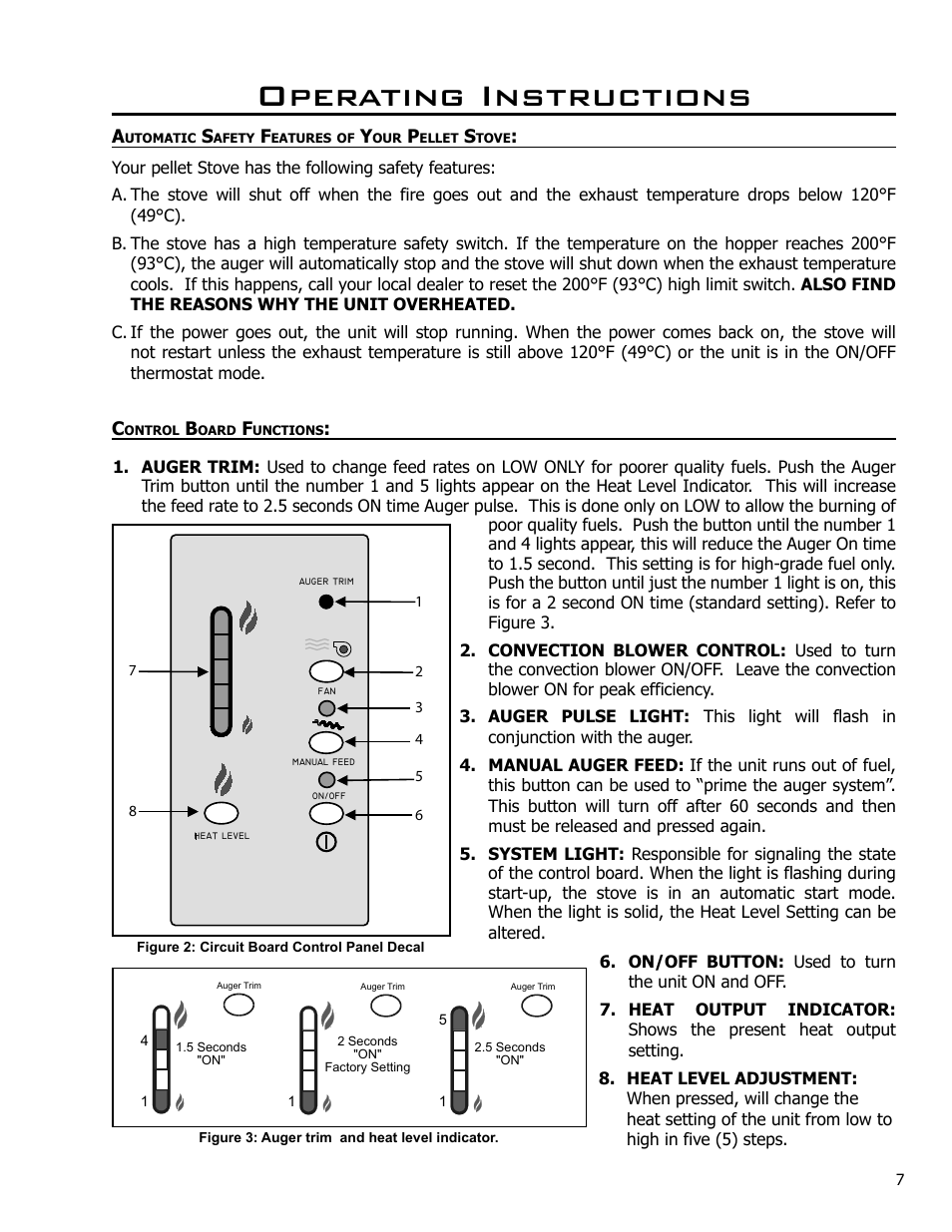 Operating instructions, Control board functions | Enviro C-10984 User Manual | Page 7 / 14