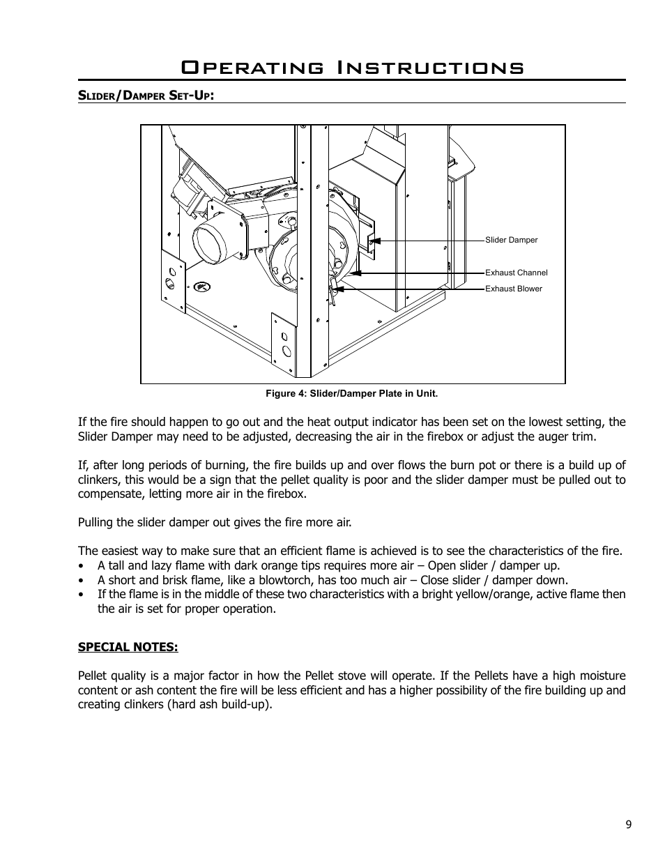 Slider/damper set-up, Operating instructions | Enviro C-10984 User Manual | Page 9 / 14