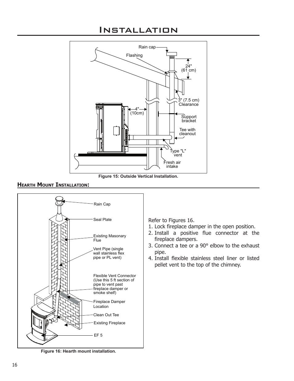 Hearth mount installation, Installation | Enviro 50-1574 User Manual | Page 16 / 30