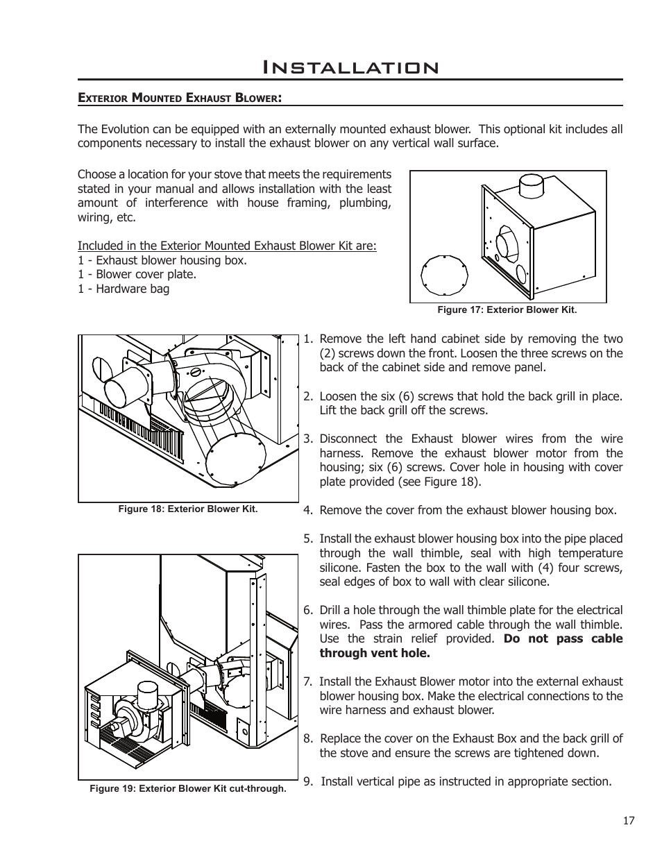 Exterior mounted exhaust blower, Installation | Enviro 50-1574 User Manual | Page 17 / 30