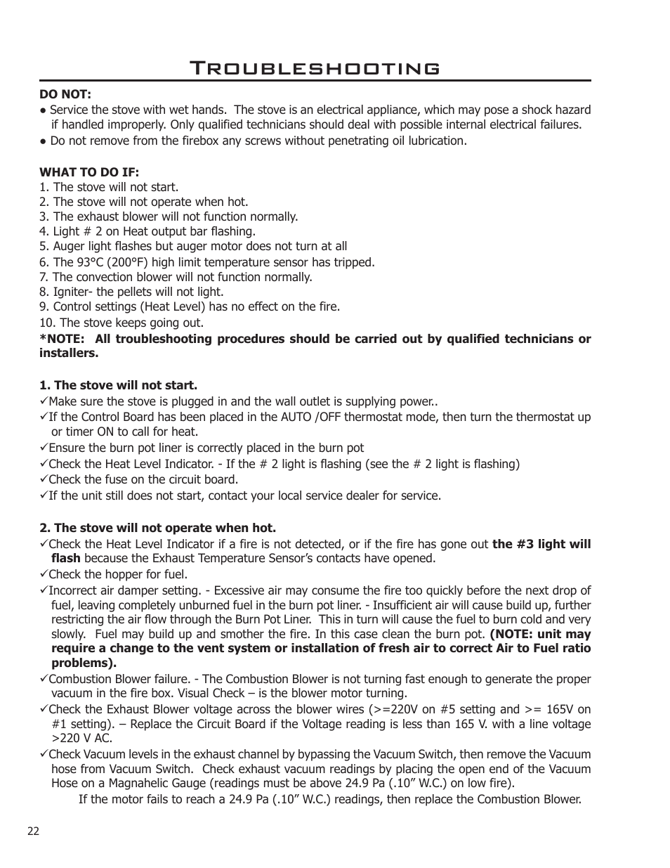 Troubleshooting | Enviro 50-1574 User Manual | Page 22 / 30