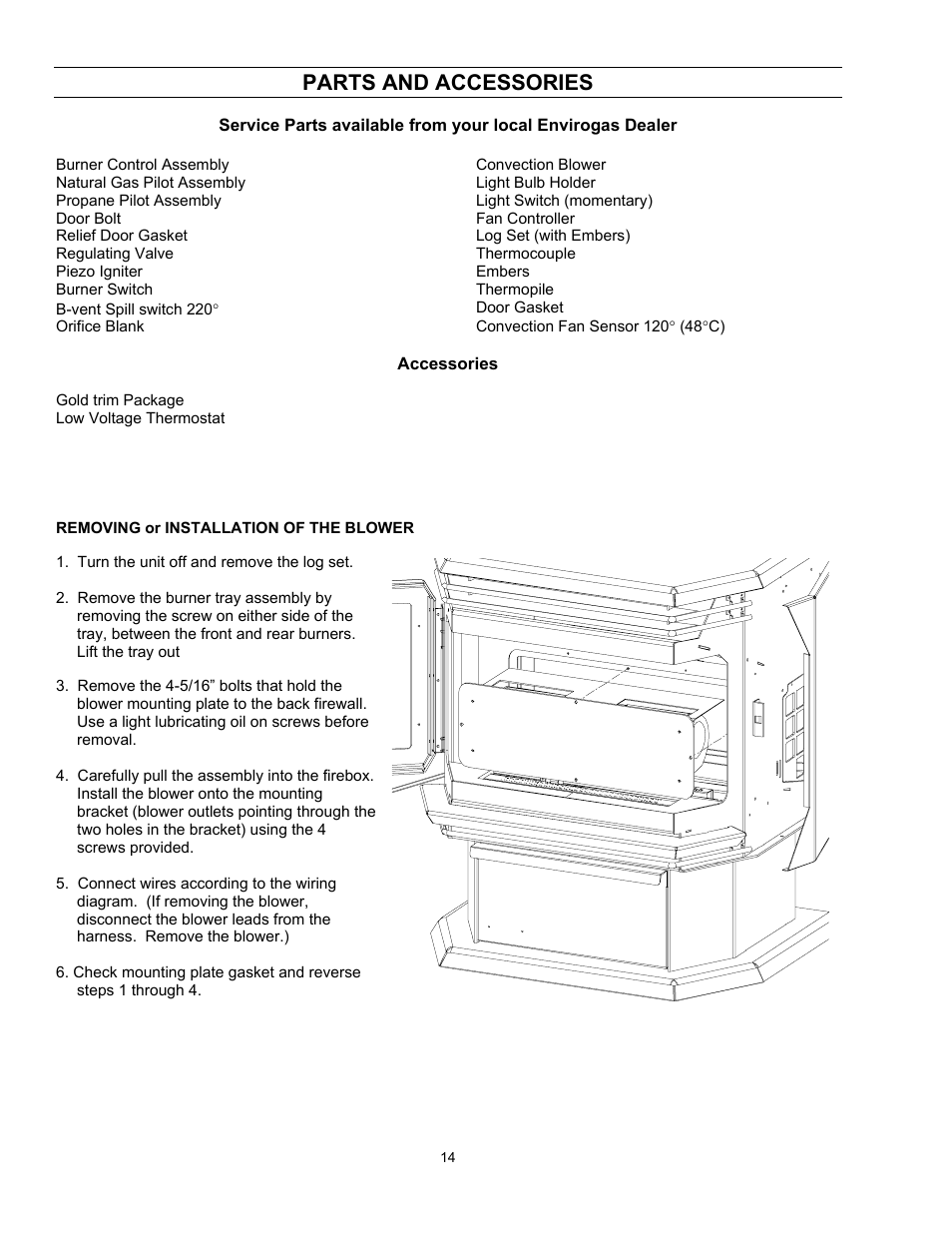 Parts and accessories | Enviro Vented EG 28 B User Manual | Page 14 / 20