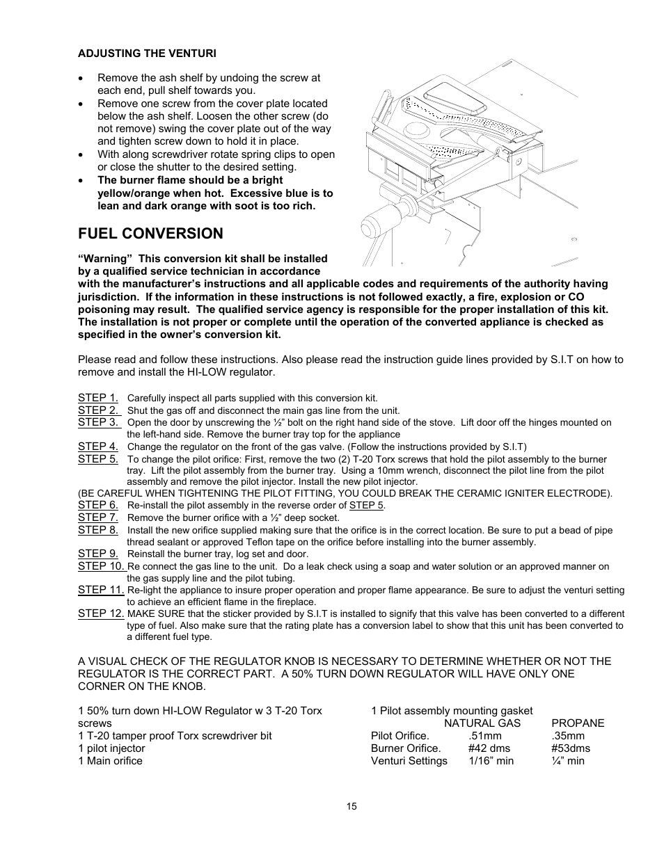 Fuel conversion, Warranty | Enviro Vented EG 28 B User Manual | Page 15 / 20