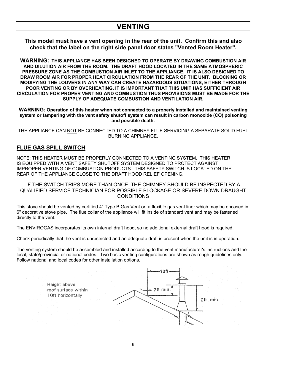 Venting | Enviro Vented EG 28 B User Manual | Page 6 / 20