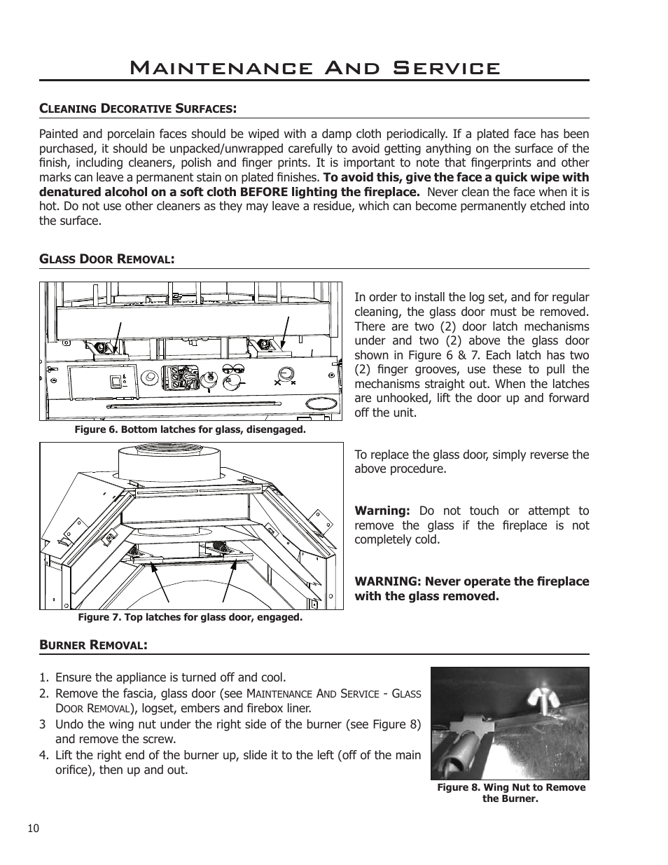 Maintenance and service | Enviro Haven Direct Vent Fireplace User Manual | Page 10 / 41