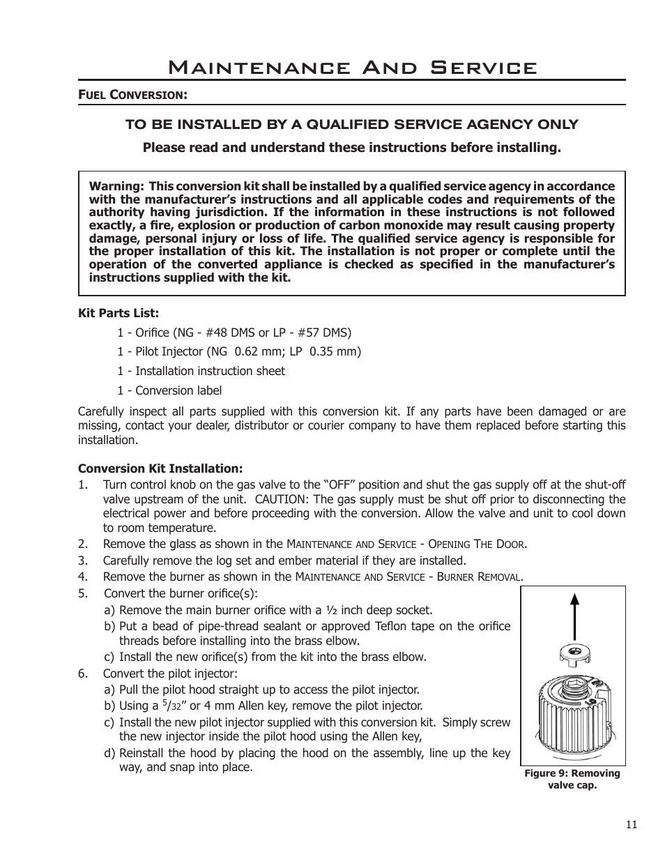 Maintenance and service | Enviro Haven Direct Vent Fireplace User Manual | Page 11 / 41