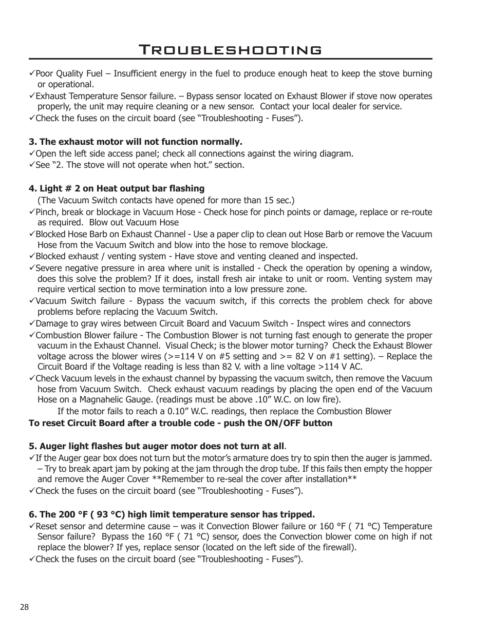 Troubleshooting | Enviro C-11023 User Manual | Page 28 / 36