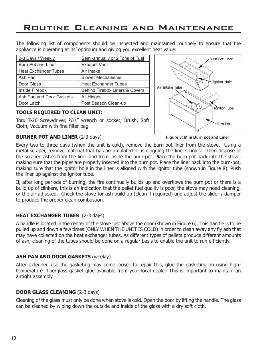 Routine cleaning and maintenance | Enviro Mini A User Manual | Page 10 / 16