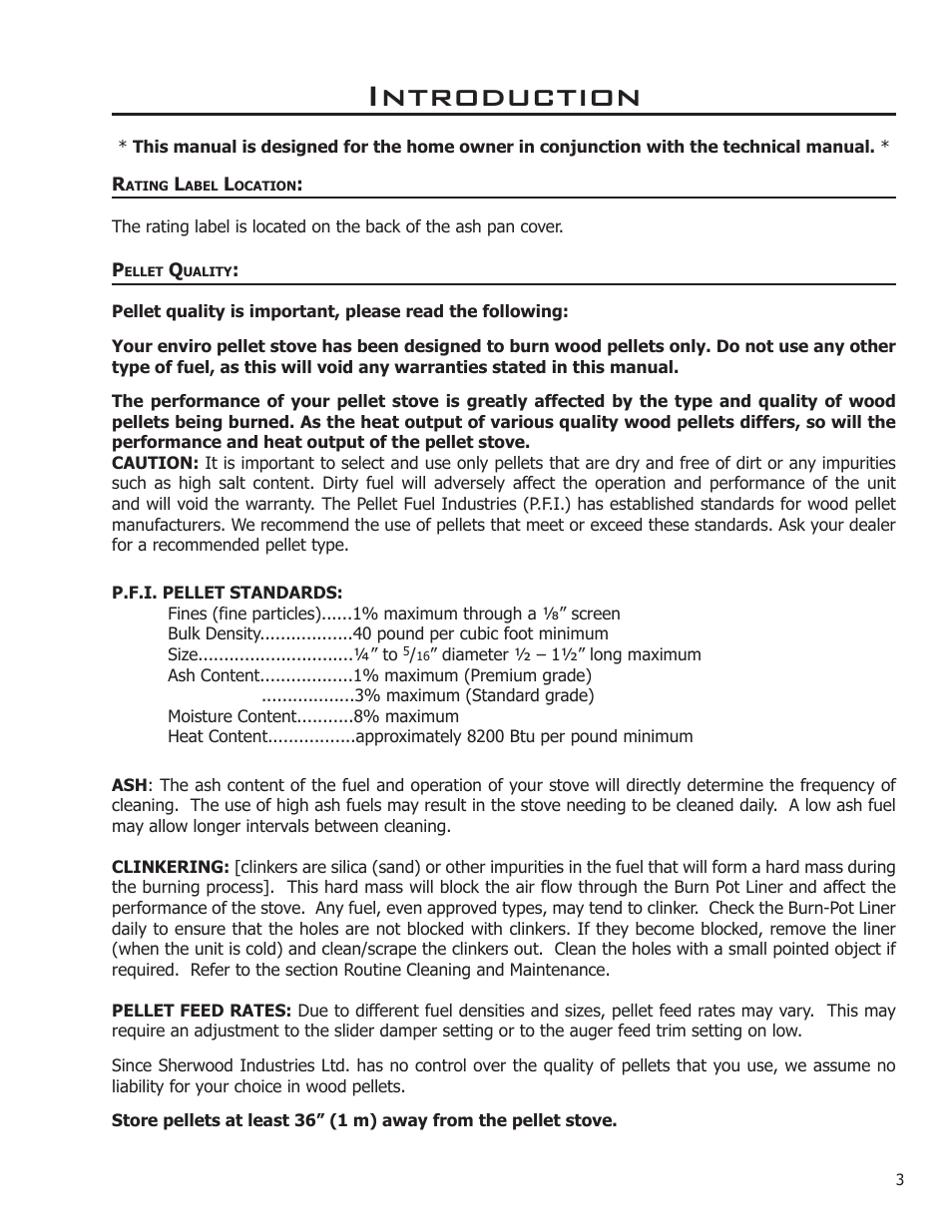 Introduction, Rating label location, Pellet quality | Enviro Mini A User Manual | Page 3 / 16