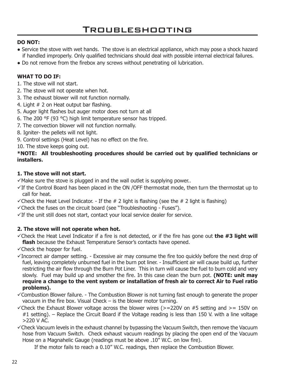 Troubleshooting | Enviro 50-1095 User Manual | Page 22 / 31