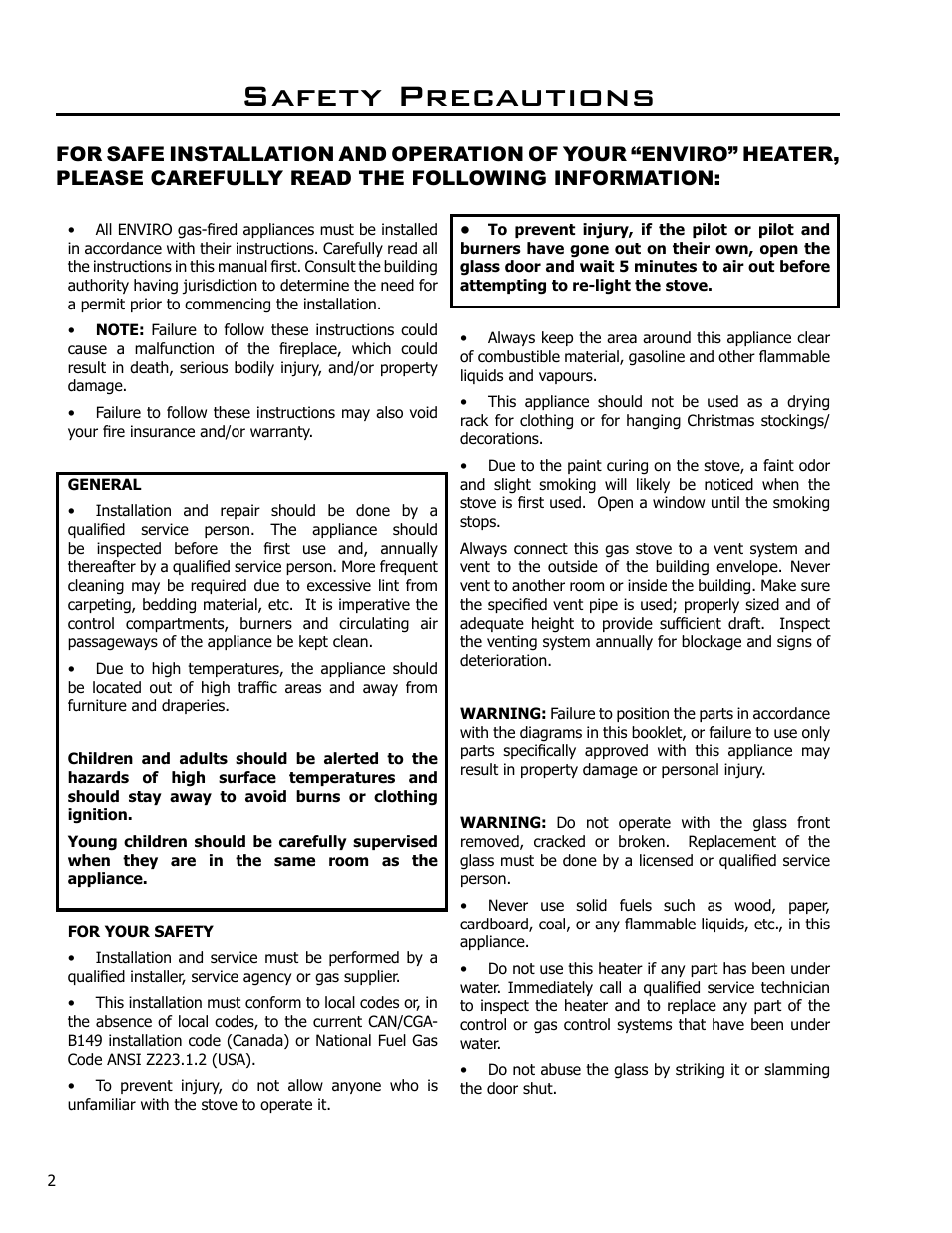 Safety precautions | Enviro EG40 BV User Manual | Page 2 / 23