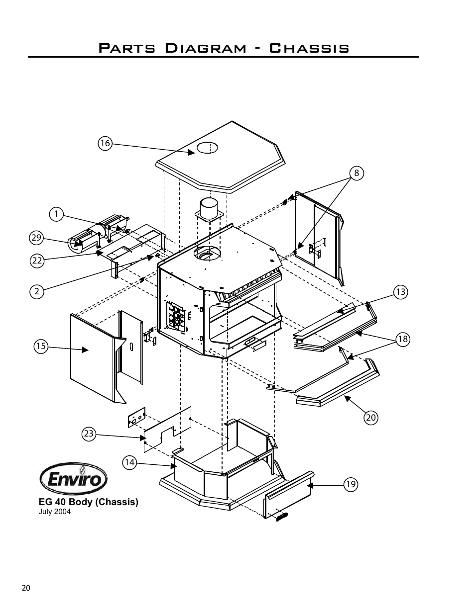 Parts diagram - chassis | Enviro EG40 BV User Manual | Page 20 / 23