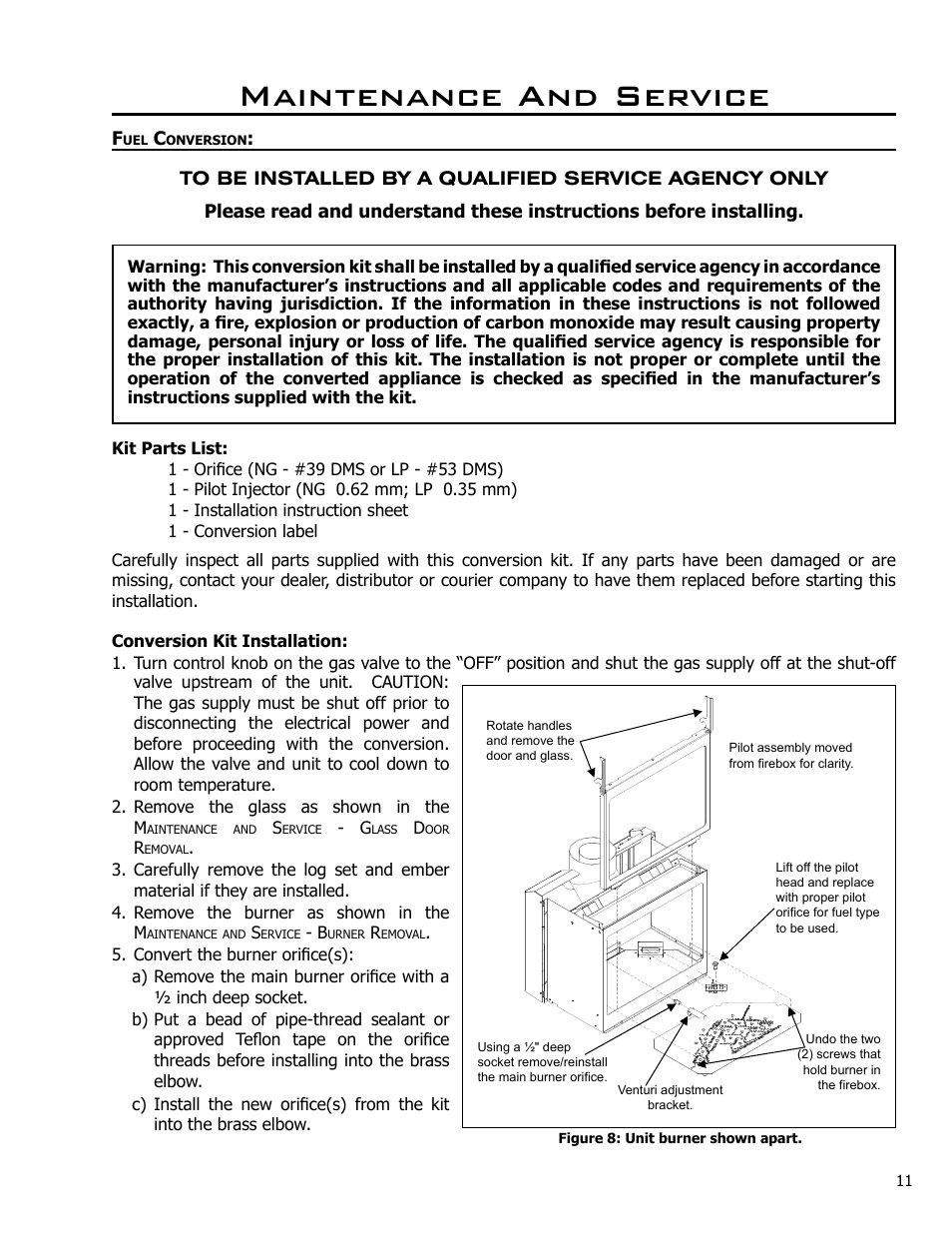 Maintenance and service | Enviro Westport C-10381 User Manual | Page 11 / 48
