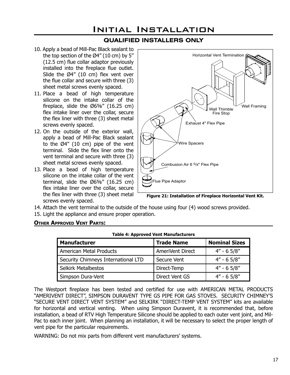 Initial installation | Enviro Westport C-10381 User Manual | Page 17 / 48