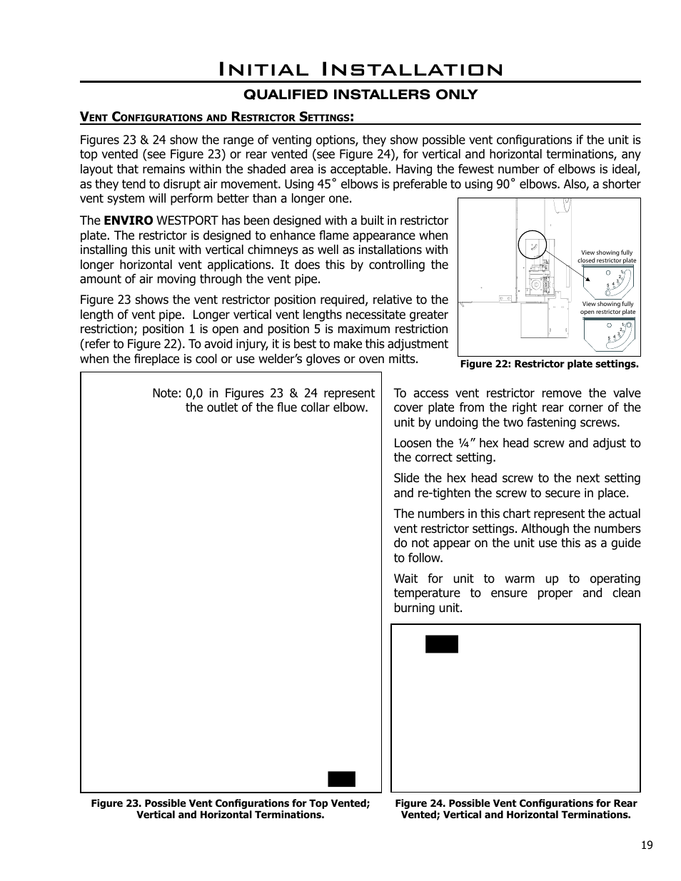 Initial installation, Qualified installers only | Enviro Westport C-10381 User Manual | Page 19 / 48