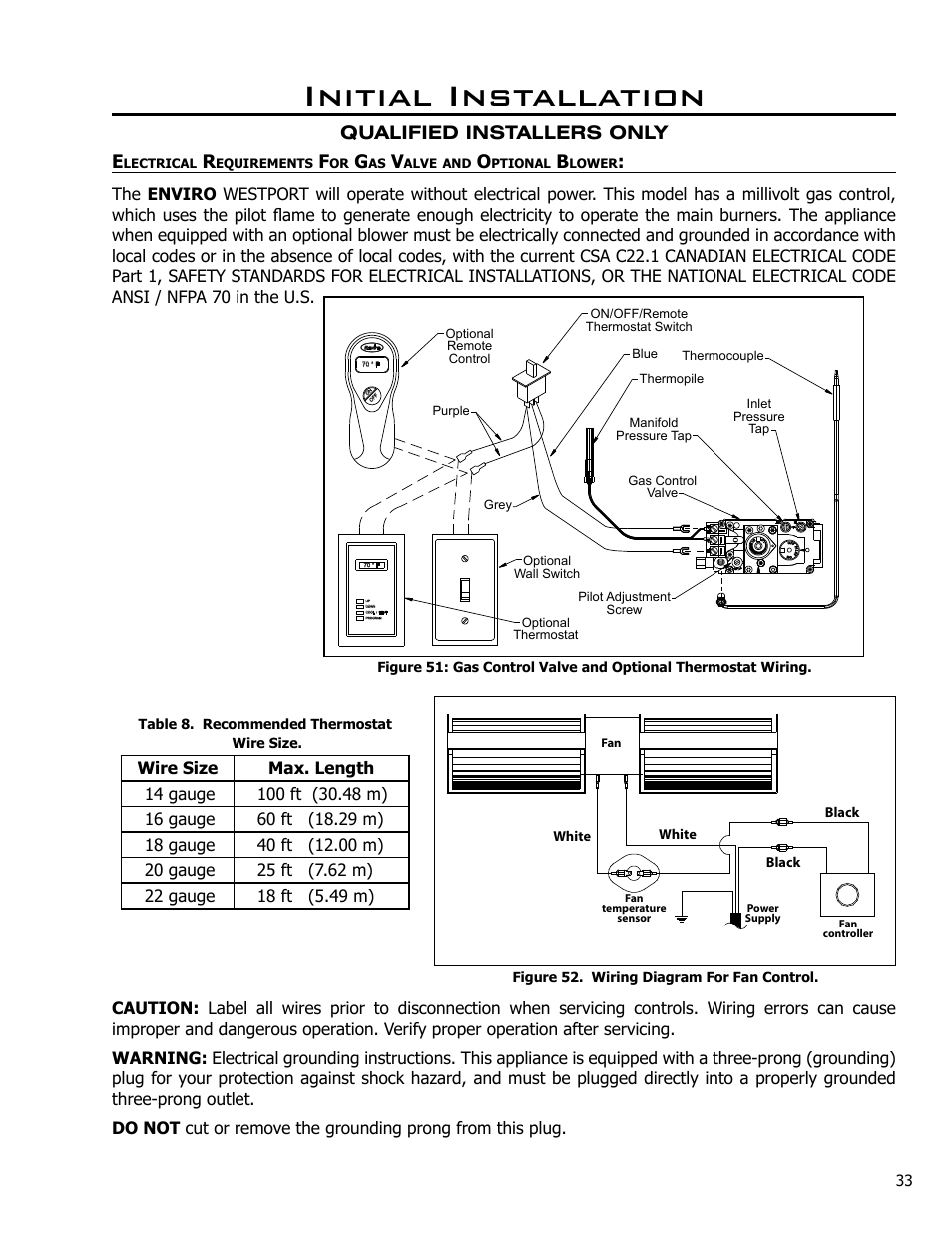 Initial installation, Qualified installers only e | Enviro Westport C-10381 User Manual | Page 33 / 48